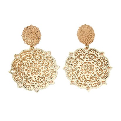 Серьги-гвоздики из сплава с цветочным узором