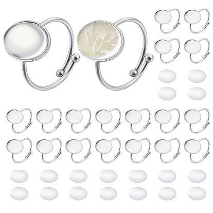 Наборы для самостоятельного изготовления овальных колец, включая 304 регулируемые кольца из нержавеющей стали, Кабошоны из стекла