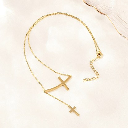 Религия 304 подвеска в виде креста из нержавеющей стали, расположенного боком, ионное покрытие (ip), долговечный