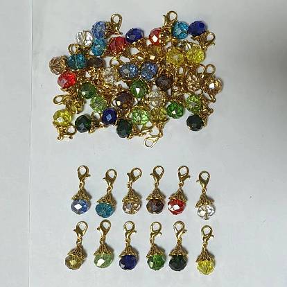 Decoraciones colgantes de cristal, con broches de aleación giratorias, rondo