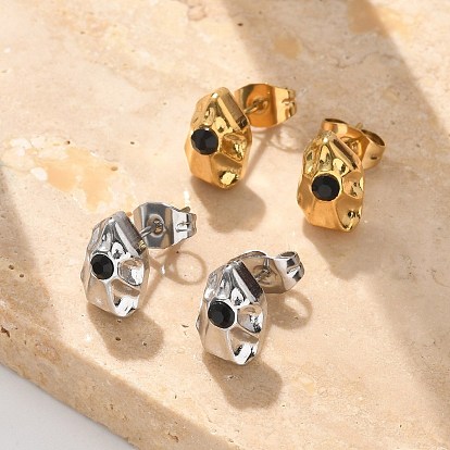 304 из нержавеющей стали серьги, со стразами, ионное покрытие (ip), самородки