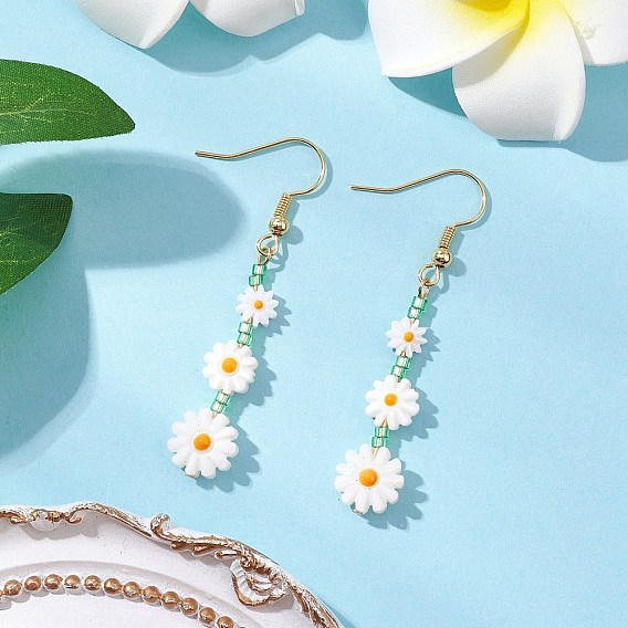 Серьги-подвески из натуральной пресноводной ракушки в виде цветка, с 304 серьгами из нержавеющей стали и латуни, золотые