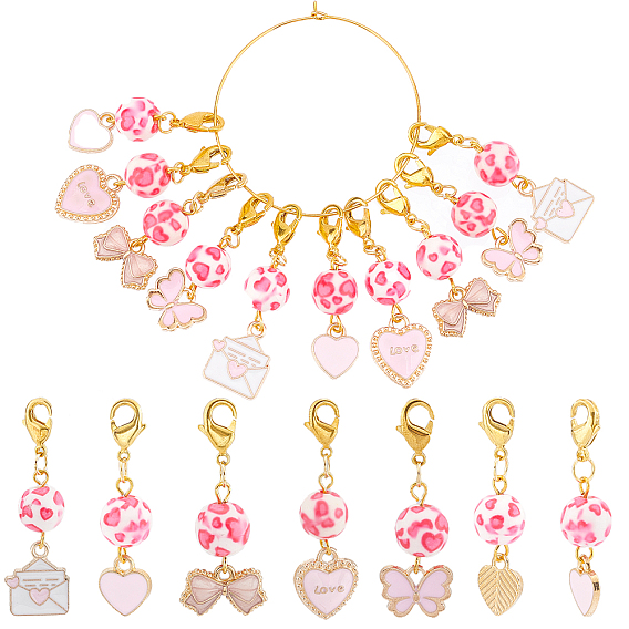 Набор для изготовления украшений для ключей своими руками, включая подвесные украшения из эмали из сплава с конвертом, сердцем и бантом, латунные бокалы