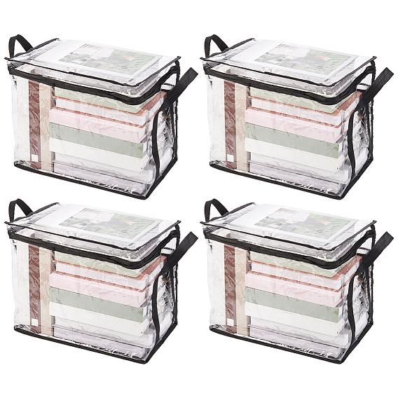 Sacs à fermeture éclair transparents en PVC de grande capacité avec poignée pour ranger les livres, rectangle