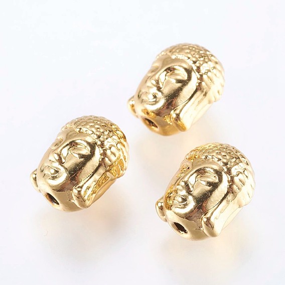 Alloy Beads, Real 18K Gold Plated, Buddha Head
