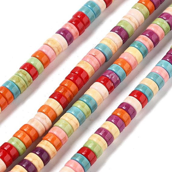 Синтетических нитей бирюзовые бусы, окрашеные, диск, Heishi бусы