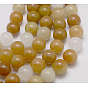 Naturelles jade jaune brins de perles, ronde, verge d'or