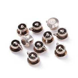 Lead Free & Nickel Free Alloy Coffee Cup Charms, Long-Lasting Plated, 11x15x12mm, Hole: 3mm