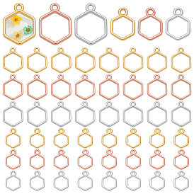 120шт 6 стили подвески из сплава с открытой спиной, для diy уф смолы, эпоксидная смола, шестиугольник