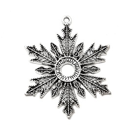 Снежинка тибетский стиль сплава подвеска кабошон с открытой спиной настройки, без свинца и без кадмия, лоток : 10.5 мм, 46x37.5x2.5 мм, отверстие : 2.5 мм, Около 85 шт / 500 г