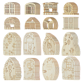 128 шт. необработанные деревянные двери и окна для кукольного домика, Аксессуары для моделей зданий в стиле сказки в стиле ретро, разнообразные