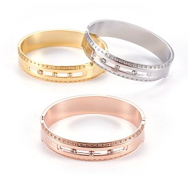 304 Stainless Steel Bangles, with Rhinestone