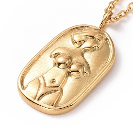 Ion Plating(IP) 304 Stainless Steel Rectangle with Woman Pendant Necklace for Women