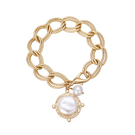 Minimalist Chain Pearl Alloy Pendant Bracelet for Women's Hip Hop Fashion
