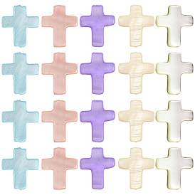 60Штуки из натуральных пресноводных ракушек, крестик, окрашенные