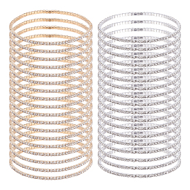 20 шт. 2 цвета квадратные браслеты-цепочки со стразами для женщин, с латунной фурнитурой 