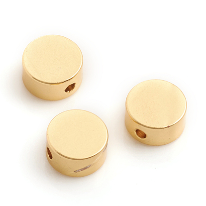 Matte Style Brass Beads, Long-Lasting Plated, Flat Round