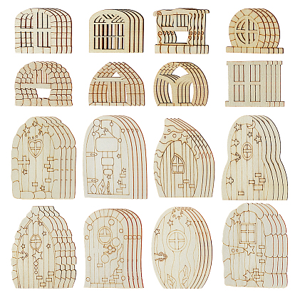 128 шт. необработанные деревянные двери и окна для кукольного домика, Аксессуары для моделей зданий в стиле сказки в стиле ретро, разнообразные