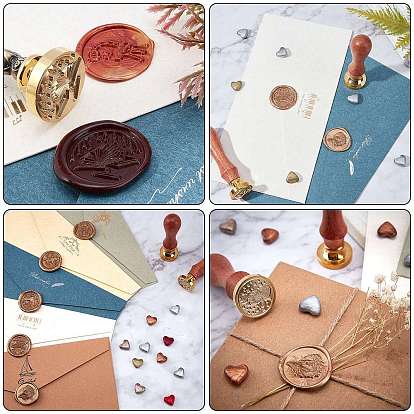 CRASPIRE DIY Scrapbook Making Kits, Including Rosewood Wax Smelter, Brass Handle Wax Sealing Stamp Melting Spoon, Sealing Wax Particles, Paraffin Candles and Paper Letter Stationery
