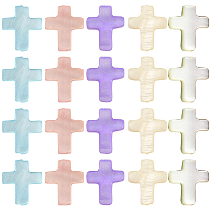 60Штуки из натуральных пресноводных ракушек, крестик, окрашенные