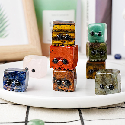 Figuras de cubo curativo talladas con piedras preciosas., decoraciones de exhibición de piedra de energía reiki