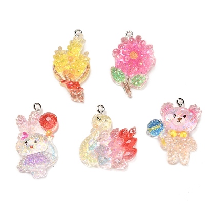 Подвески из смолы, с платиновой железной петлей и блестками