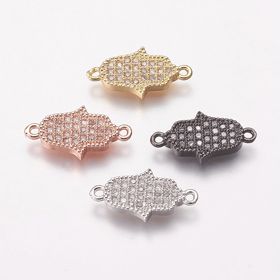 Messing Zirkonia Links, Hamsa Hand / Hand von Fatima / Hand von Miriam