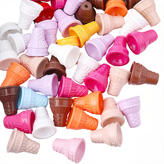 50шт. непрозрачные акриловые бусины, окрашенные методом запекания, рожок мороженого