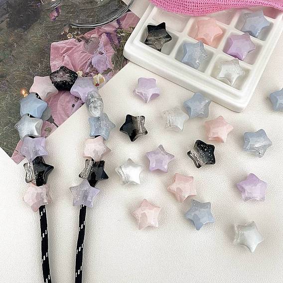 Непрозрачные акриловые бусины, звезда, с блеском порошок