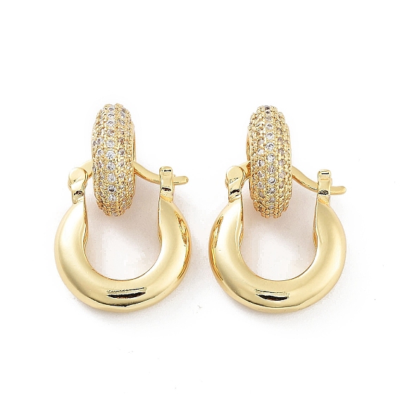 Rings Brass with Cubic Zirconia Dangle Hopp Earrings, Long-Lasting Plated, Lead Free & Cadmium Free