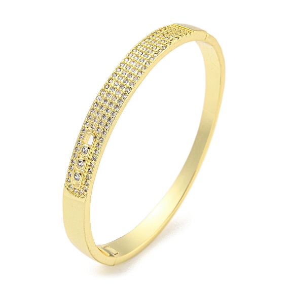 Bracelets à charnière en laiton avec micro pavé de zircone cubique transparent pour femmes