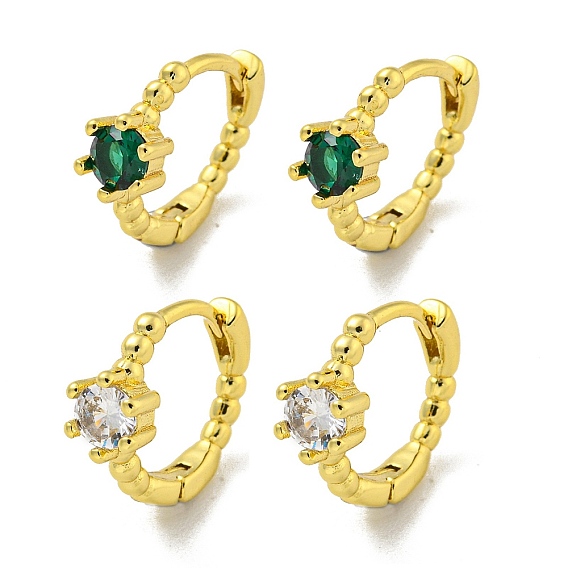 Серьги-кольца из латуни с микропаве из кубического циркония, реальный 18 k позолоченный