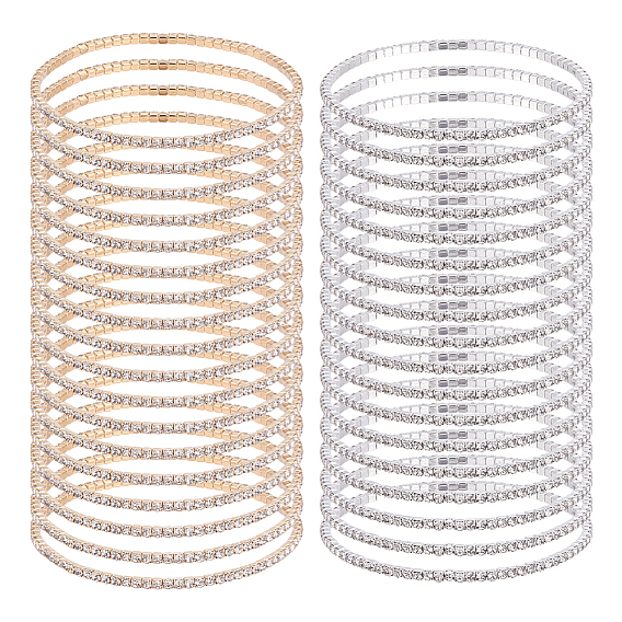 20 шт. 2 цвета квадратные браслеты-цепочки со стразами для женщин, с латунной фурнитурой 