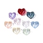 Transparent Glass Beads, Faceted, Heart, Dyed & Hearted, with Glitter Powder
