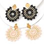 304 серьги-гвоздики из нержавеющей стали и бусин в стиле бохо с цветком для женщин, золотые