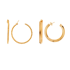 304 Stainless Steel Stud Earrings, Half Hoop Earrings, Hypoallergenic Earrings, Ring