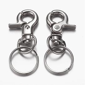 Zinc Alloy Swivel Clasp Keychain, with Iron Ring Findings, 47mm