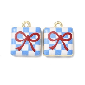 Двусторонние печатные подвески из сплава, прямоугольные подвески с узором в виде бантика, стойки покрытие