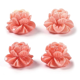 Perles sculptées teintes en coquille synthétique, fleur