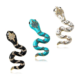 Snake Enamel Pins, with Rhinestone, Alloy Enamel Brooches for Backpack Clothes