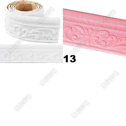 2Pcs 2 Styles Self-Adhesive XPE Grain Contact Paper, with 3D Flower Pattern XPE Skirting Board