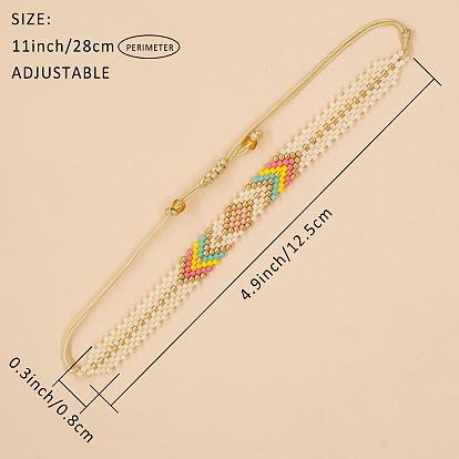 Miyuki Colorful Beaded Bracelet with European and American Diamond-shaped Eyes - Birthday Gift for Girls.