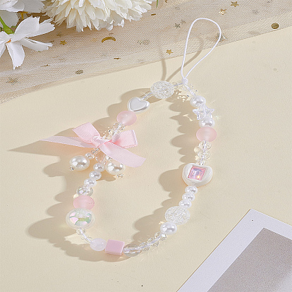 1Pc Heart & Bowknot Plastic Mobile Straps for Women, Phone Decorations Charm