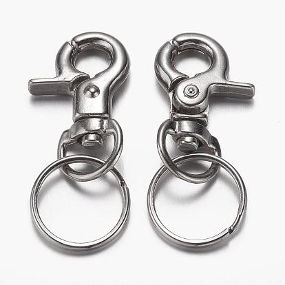 Zinc Alloy Swivel Clasp Keychain, with Iron Ring Findings, 47mm