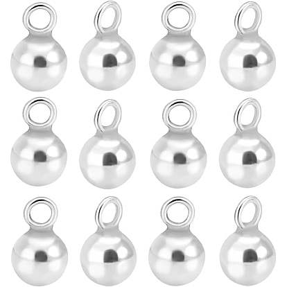 12Pcs 925 Sterling Silver Charms, Round