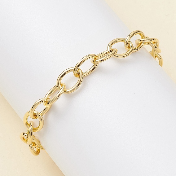 Латунные кабельные цепи браслеты для женщин, с 304 из нержавеющей стали тумблеров застежками