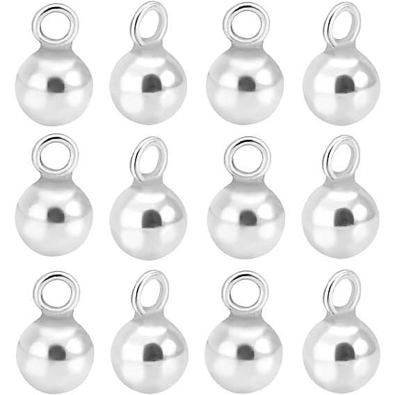 12Pcs 925 Sterling Silver Charms, Round