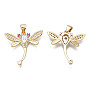 Brass Micro Pave Cubic Zirconia Pendants, , Real 18K Gold Plated, Autumn Pendants, Dragonfly