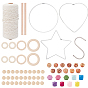 NBEADS 87 Piece Woven Net/Web Decoration Making Kits, Including Cotton String Threads, Iron Linking Rings, Unfinished Wood Findings, Stainless Steel S-Hook Clasp