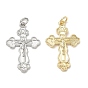 Easter Brass Pendants, Crucifix Charms, Cadmium Free & Lead Free, Rack Plating, Long-Lasting Plated